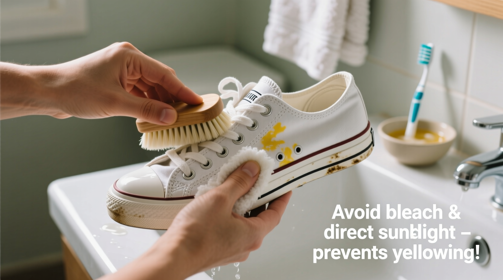 how to clean your white canvas shoes without yellowing the fabric