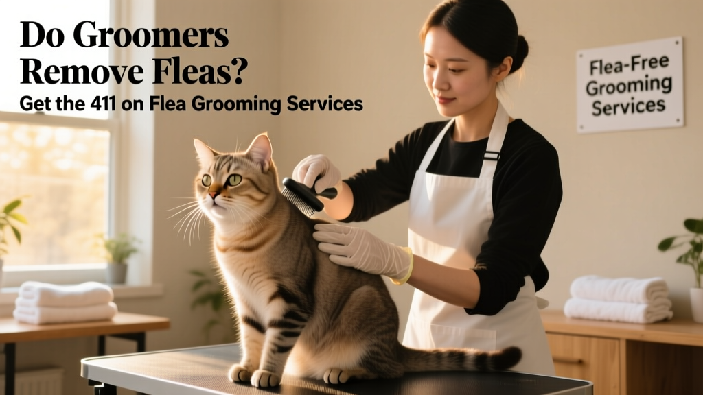 Close-up of a clean, healthy cat being gently brushed by a groomer