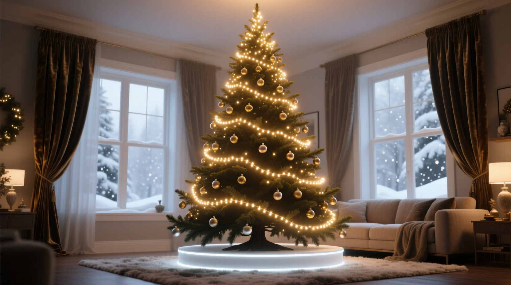 how to create a balanced lighting layout for large christmas trees over 8 feet