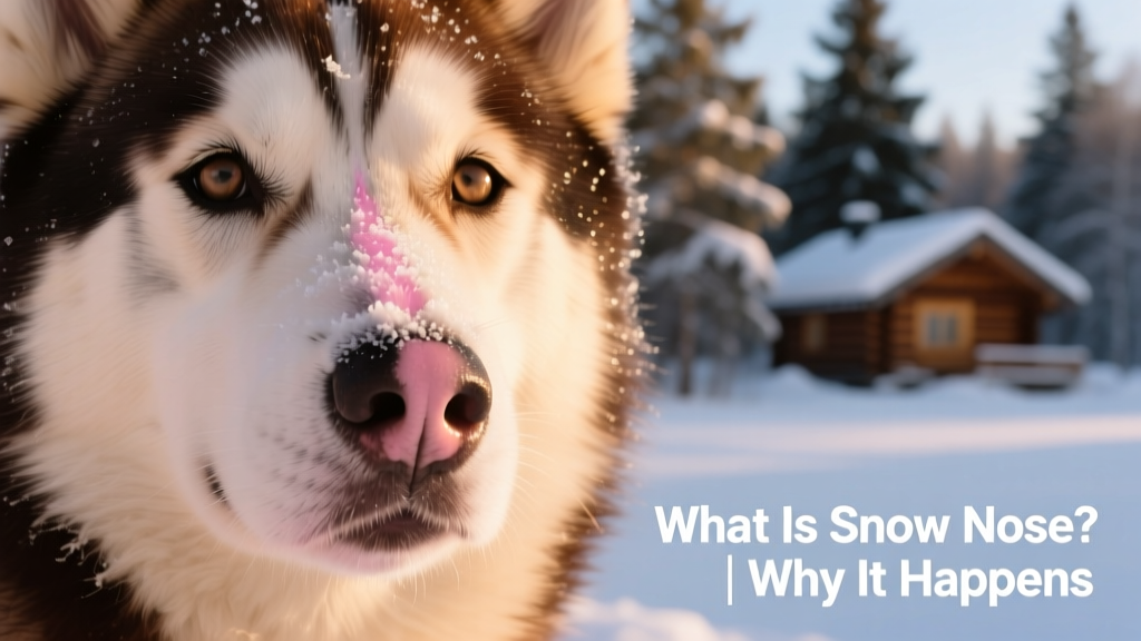 Close-up of a Siberian Husky's nose showing partial lightening to pink along the center stripe
