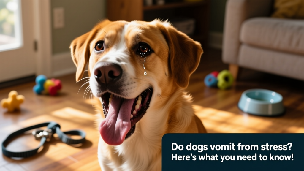 Close-up of a stressed dog panting with wide eyes and tense posture