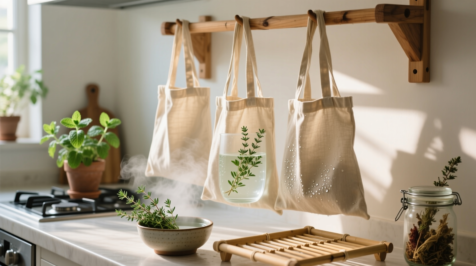 eco friendly cleaning tips sanitize bags with thyme water