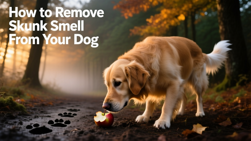 A curious dog sniffing near a wooded area at dusk, where skunks are commonly found
