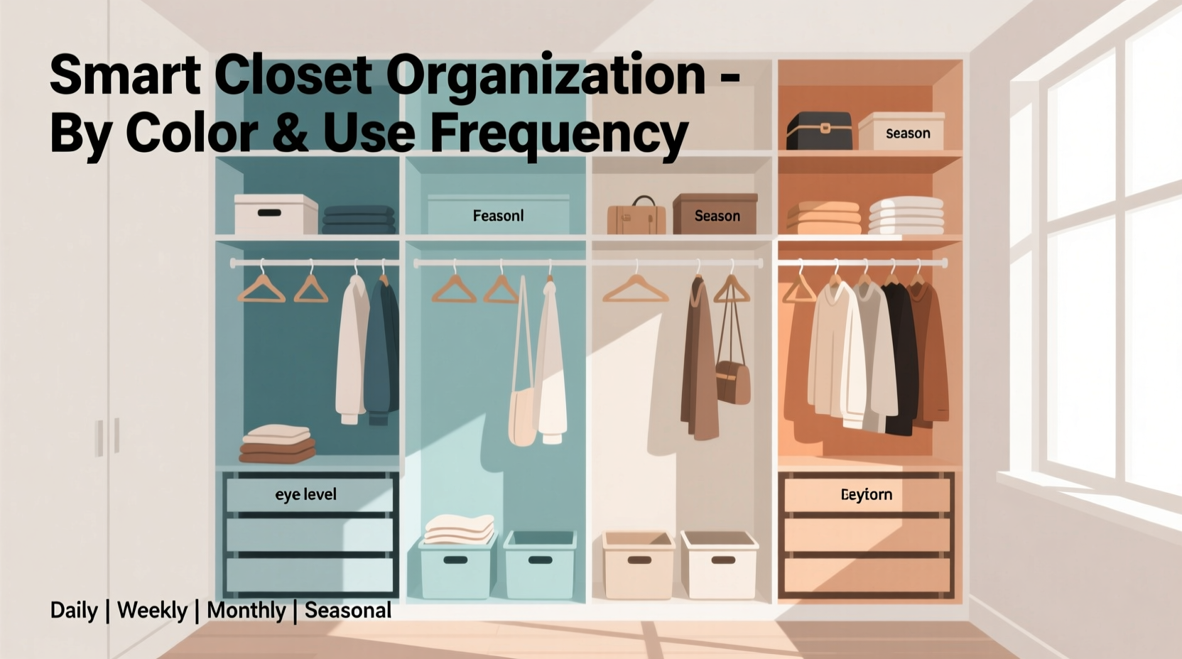 how to organize your closet by color and frequency of use smart tips