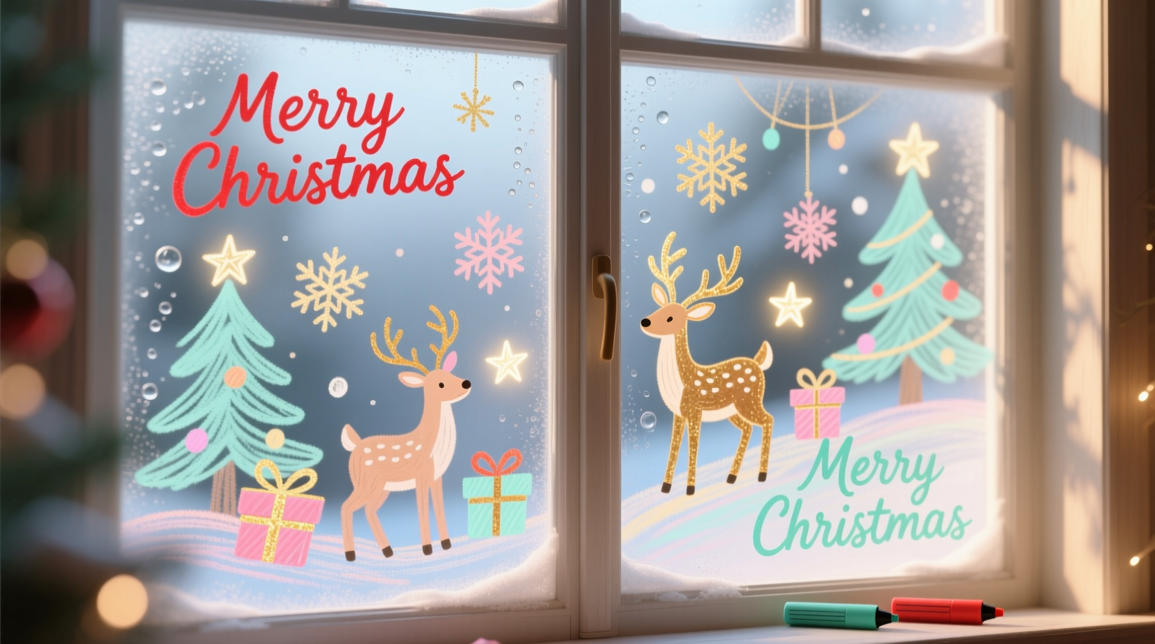 how to use chalk markers on windows for temporary christmas light art