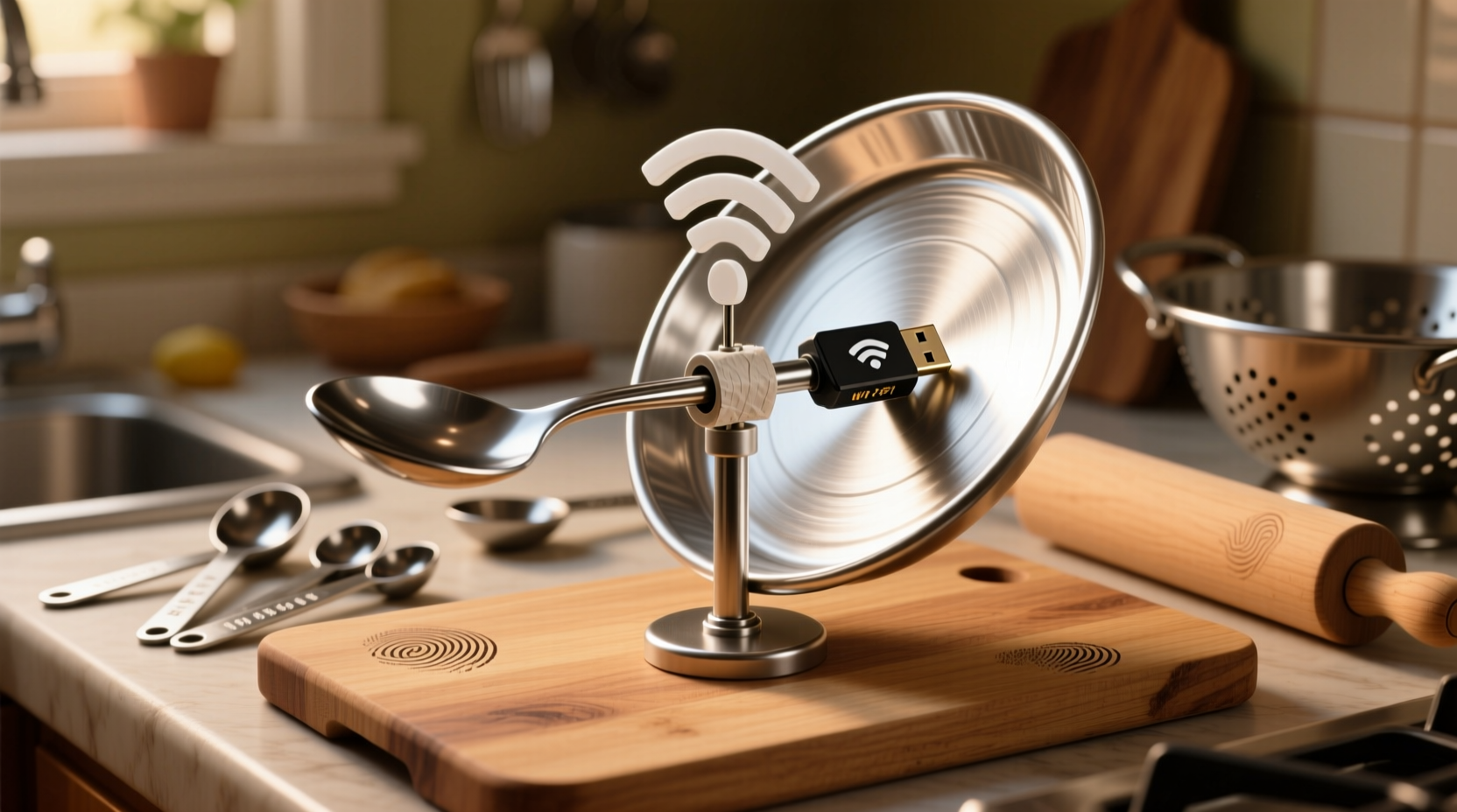 build a directional wi fi antenna from kitchen gear and