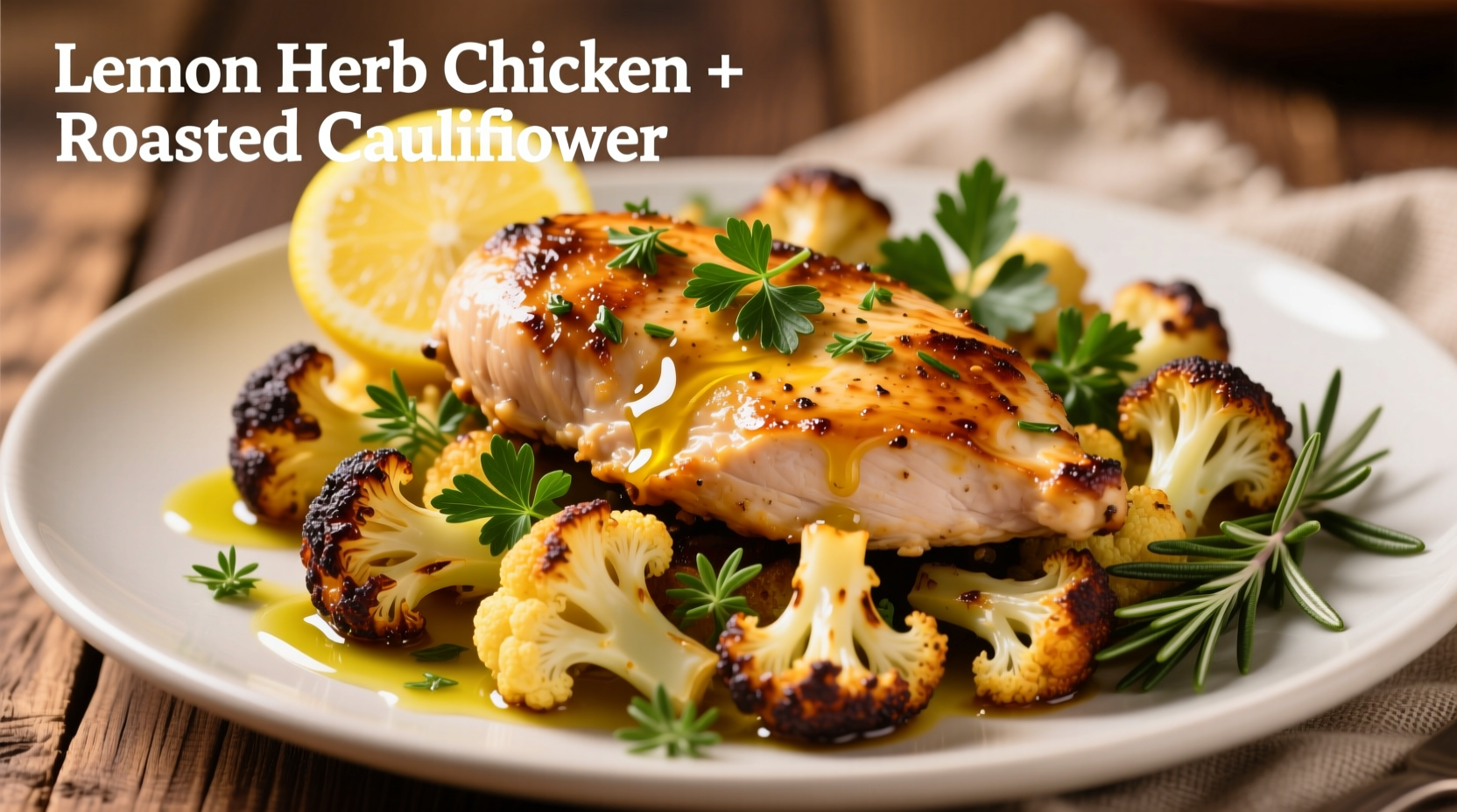 Lemon herb chicken with roasted cauliflower