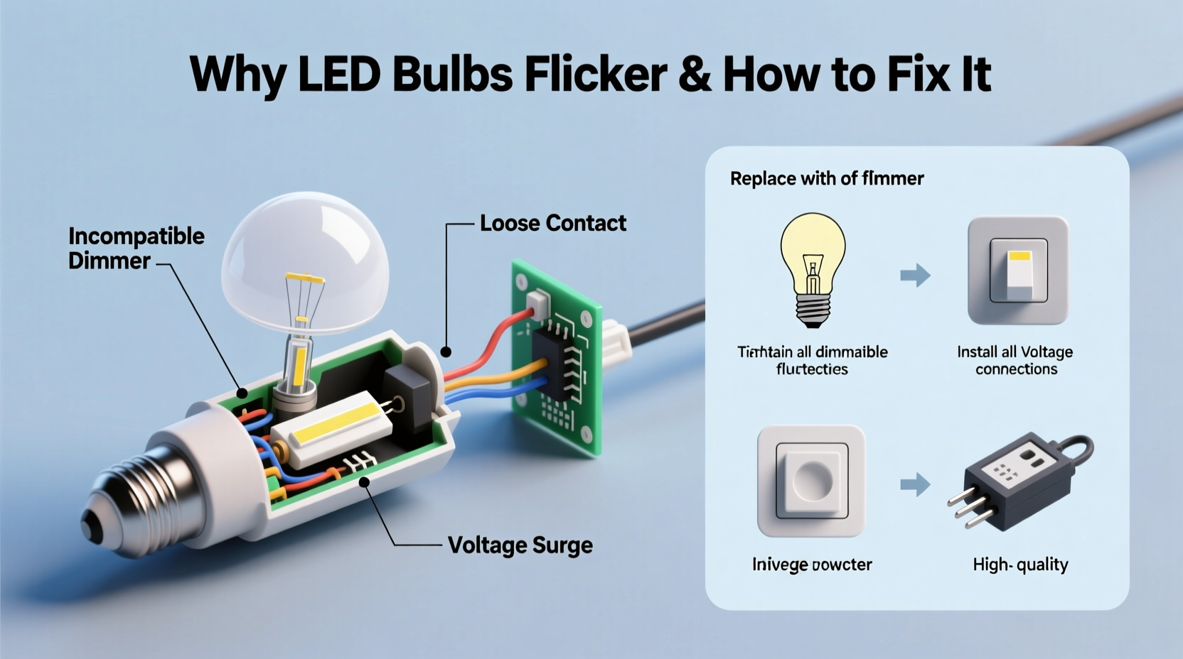 why do led bulbs flicker sometimes and how to stop it without rewiring