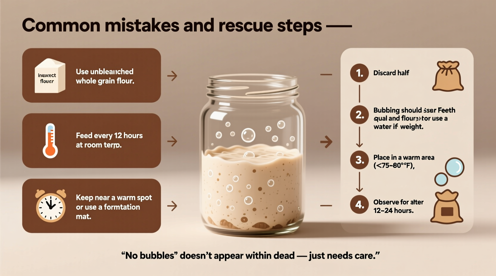 sourdough starter not bubbling common mistakes and rescue steps