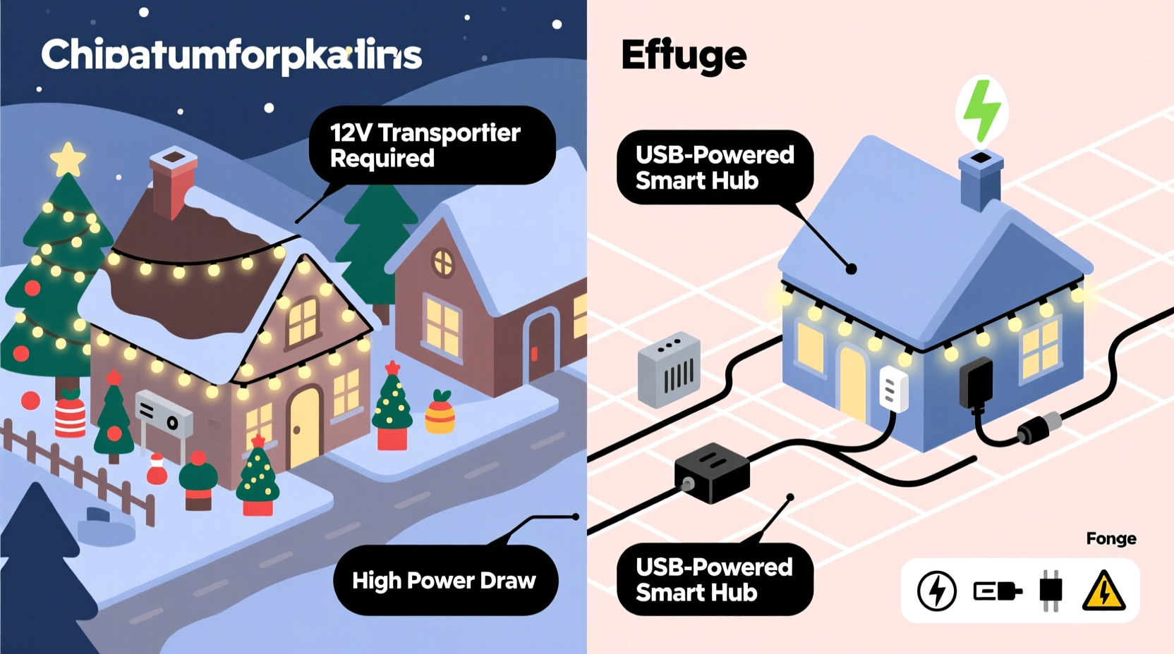 why do some christmas villages require separate transformers and how to manage cords