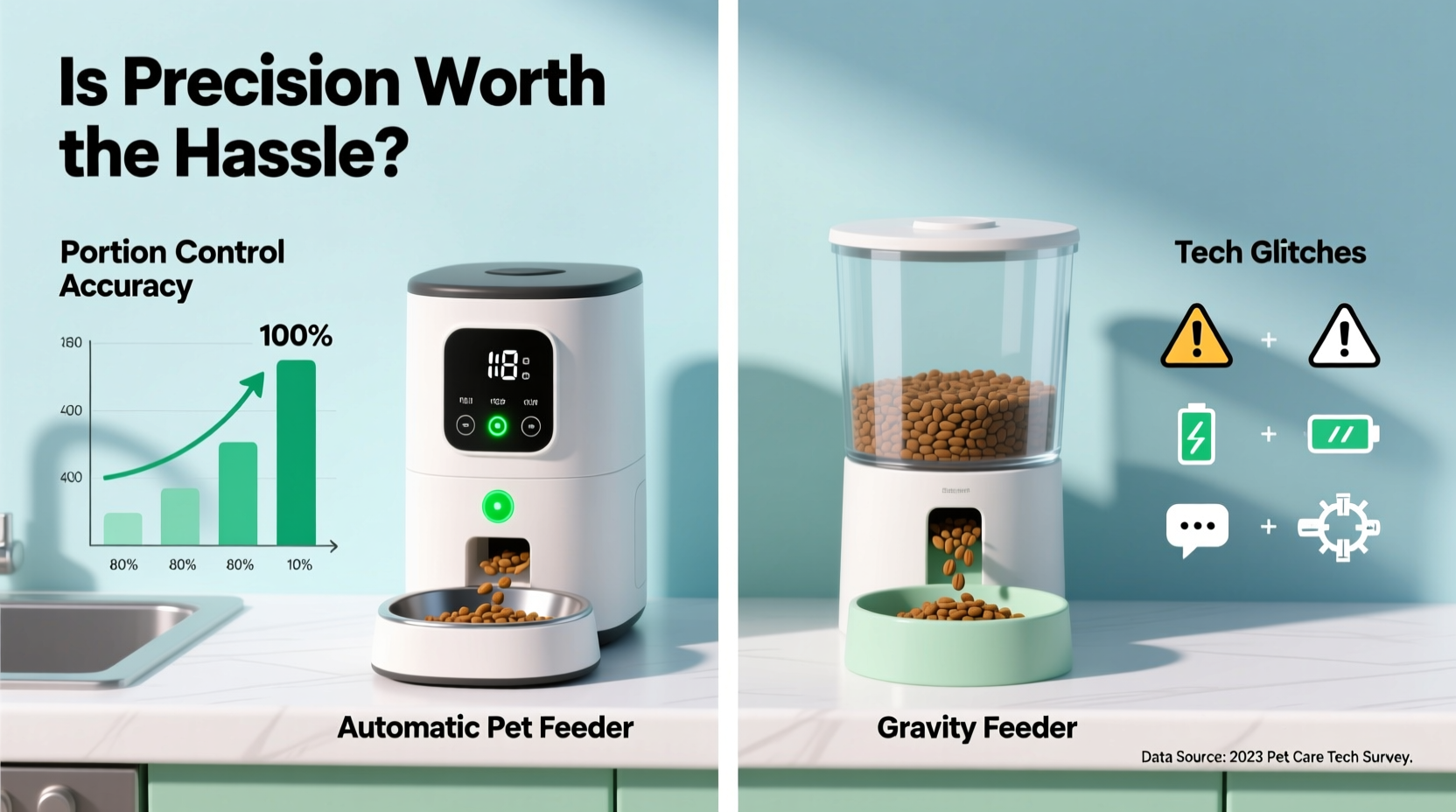 automatic pet feeder vs gravity feeder is the portion control worth the tech glitches