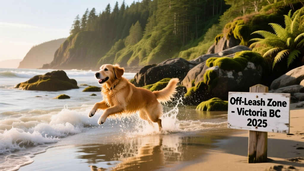 A golden retriever happily splashing in shallow ocean water at a rocky Pacific beach with lush greenery in the background