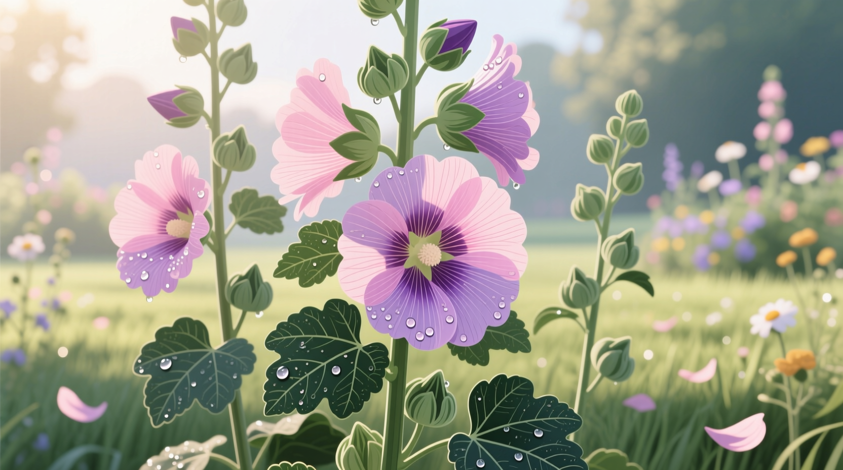 alcea rosea plants