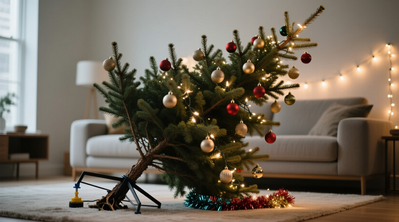 why does my christmas tree lean after decorating balance fixes