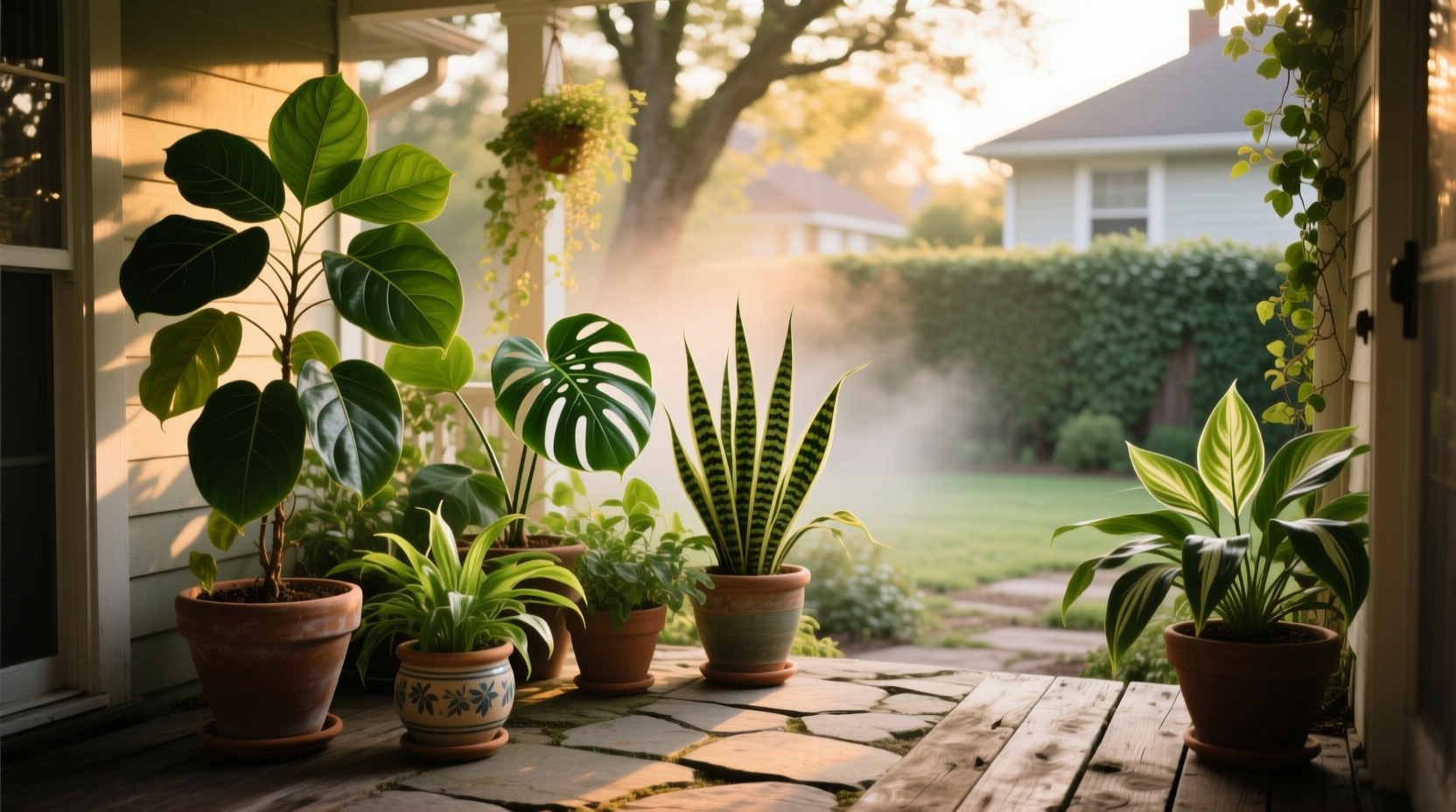 using indoor plants outside