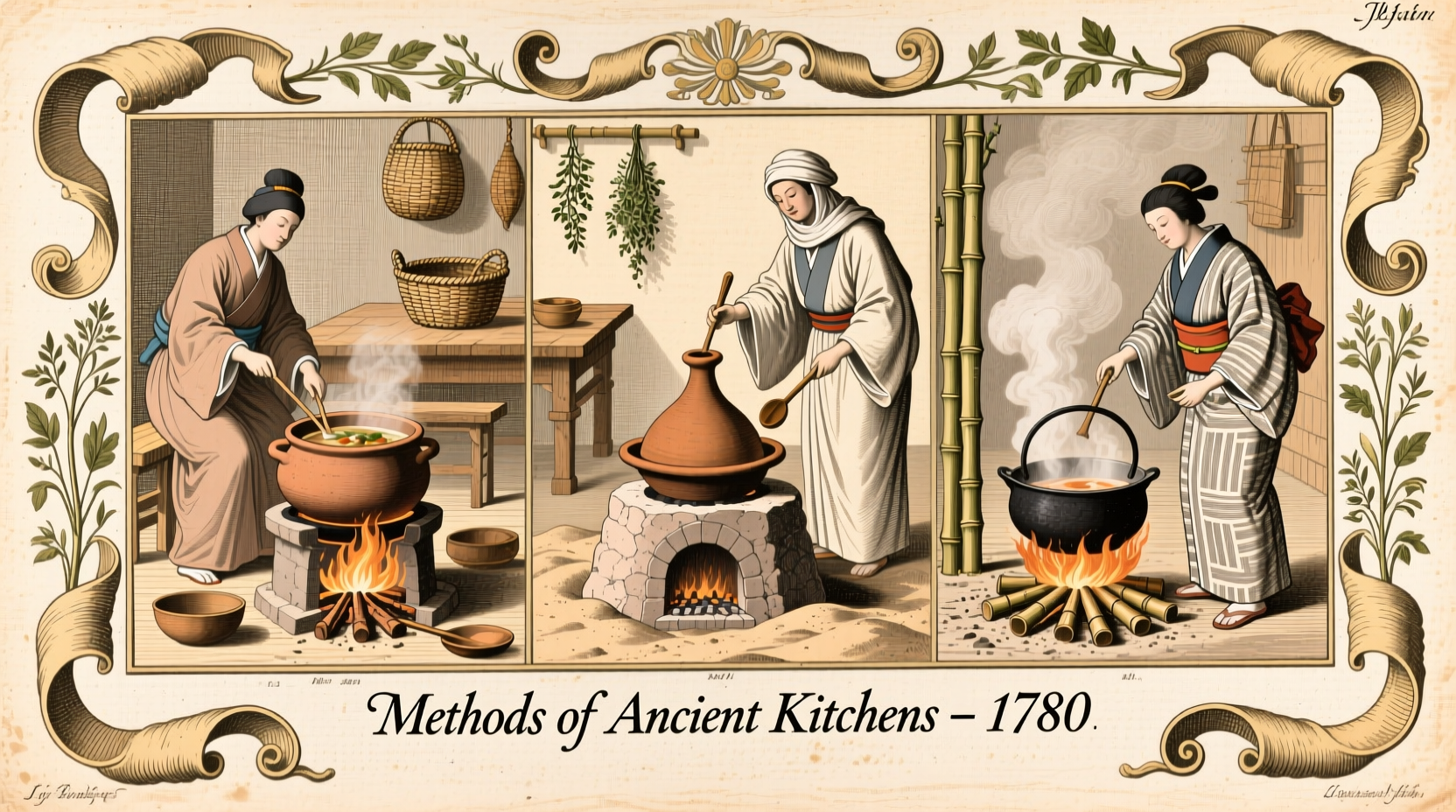 Historical illustration of traditional cooking methods