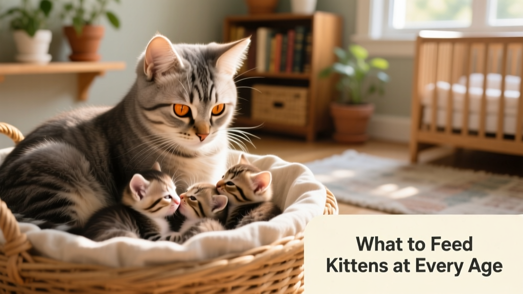 Close-up of newborn kittens nursing from their mother