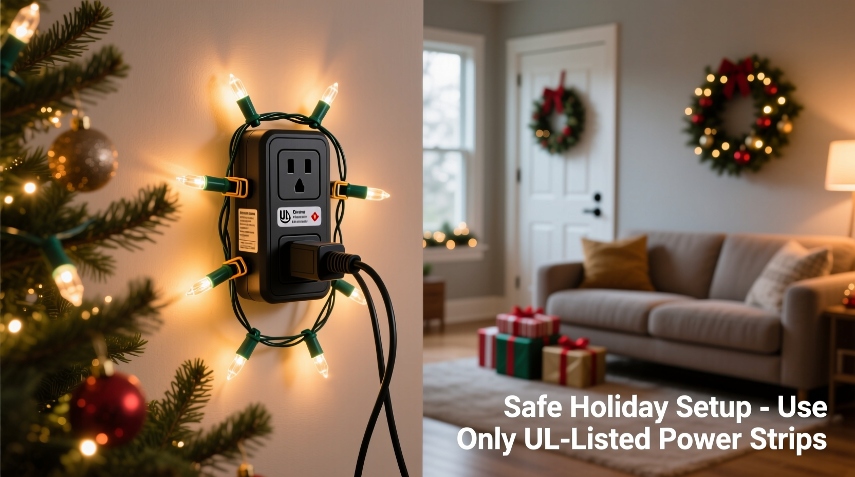 can you run christmas lights on a power strip safely indoors