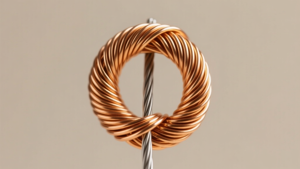Close-up of a perfect wrapped loop on 22-gauge copper wire, showing tight flush coils wrapping securely around the base wire stem