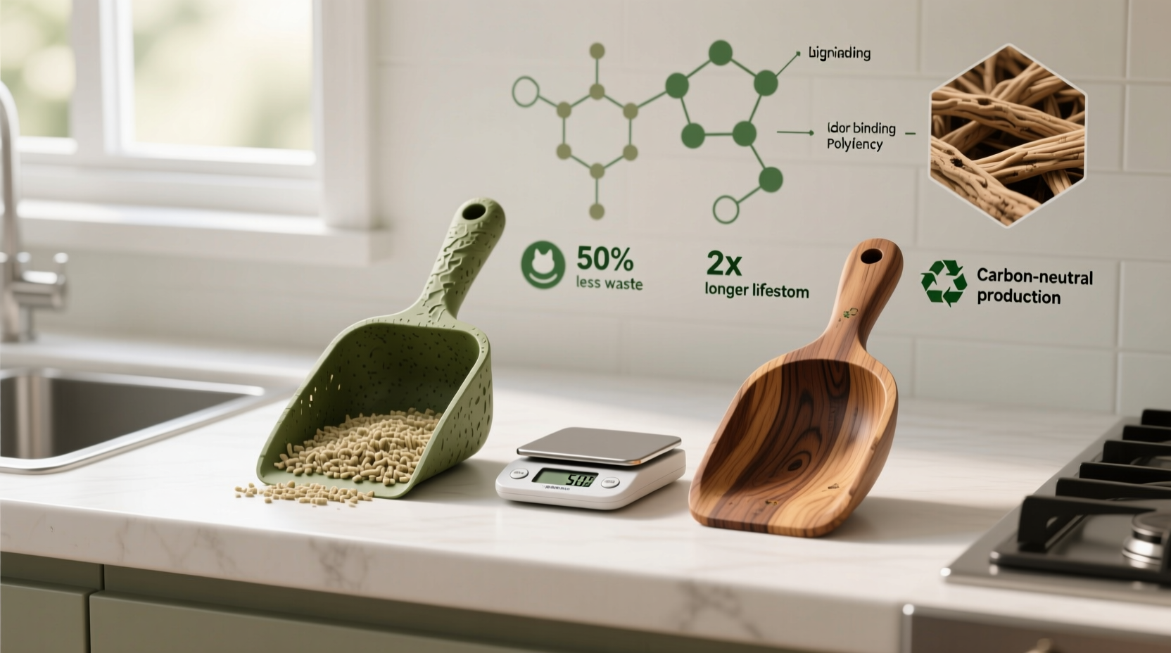 compostable vs reclaimed wood cat litter scoops