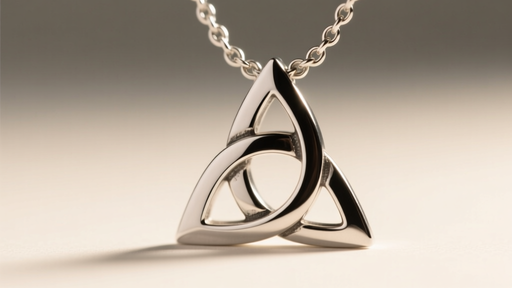 Macro shot of a valknut necklace bail showing clean soldering where the silver loop meets the top triangle of the geometric design