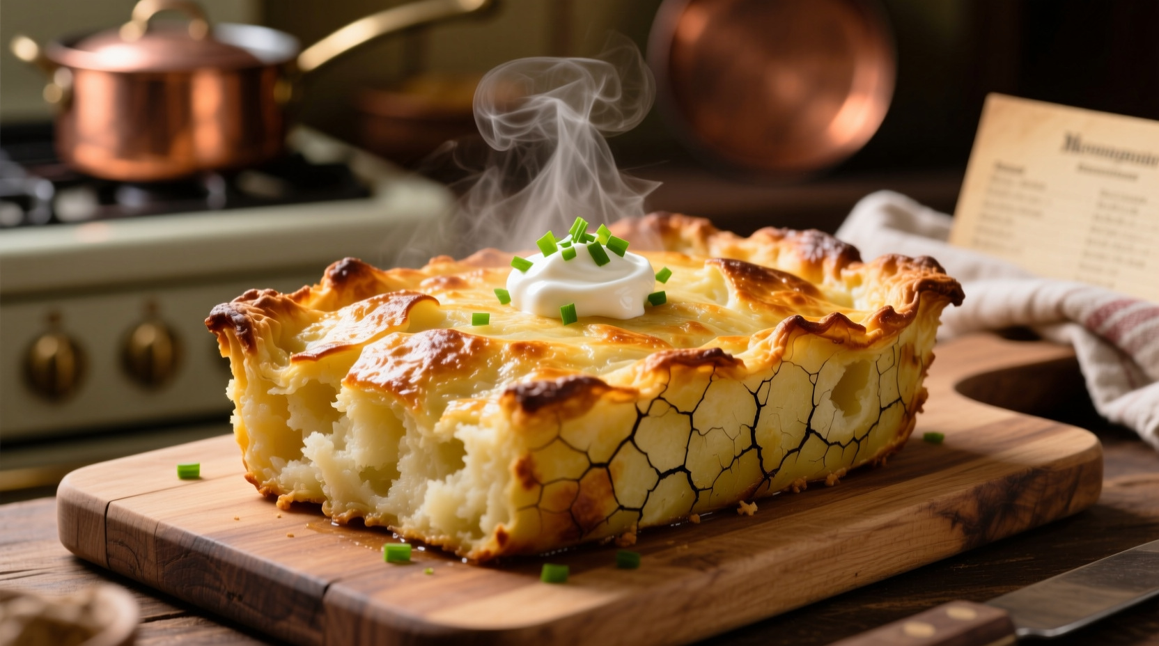 Perfectly reheated potato bake with golden crust