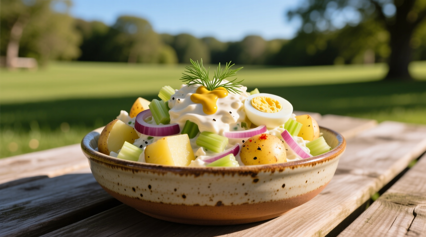 Homemade McAlister's style potato salad in serving bowl