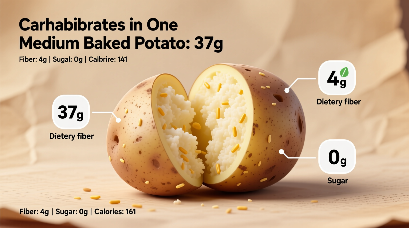 Potato Carbs: 26g in Medium Potato (USDA Data)