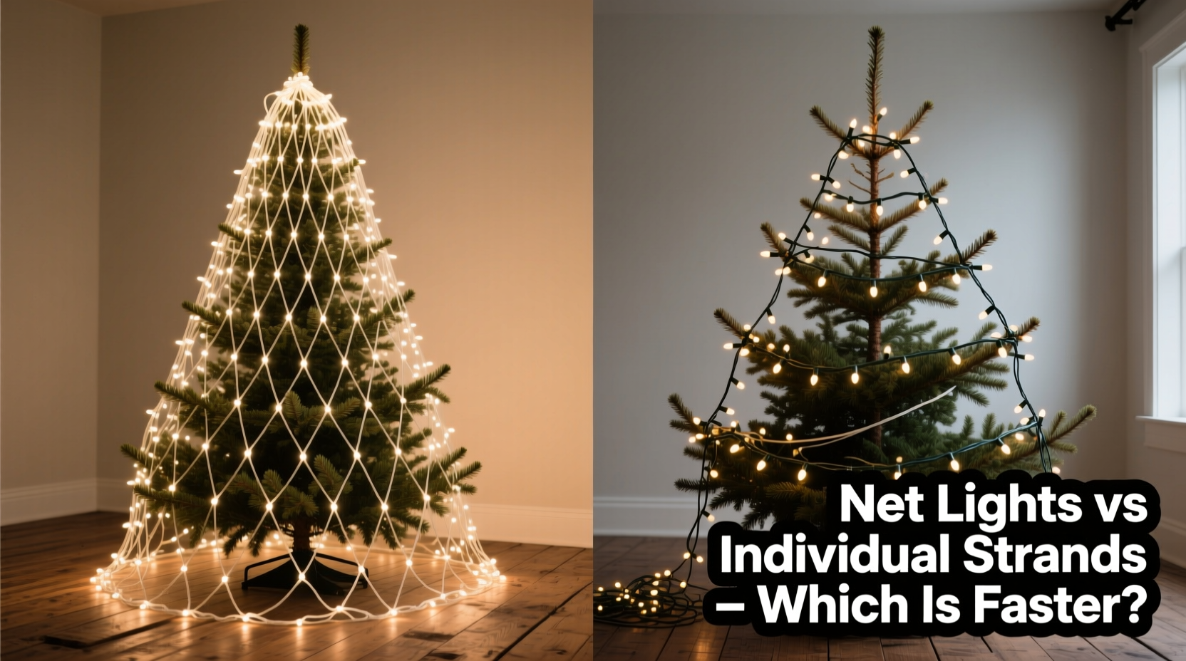 net lights vs individual strand lights which makes decorating trees faster