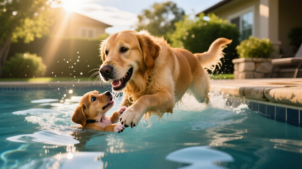 Incredibly Brave Hero Dog Rescues Smaller Pup From Drowning In Swimming Pool