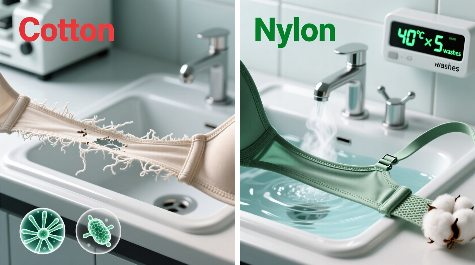 cotton vs nylon bra straps which stretches less
