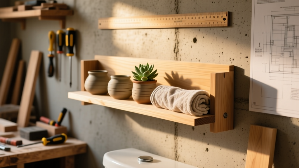 DIY Toilet Room Shelf: Simple Wall-Mounted Storage