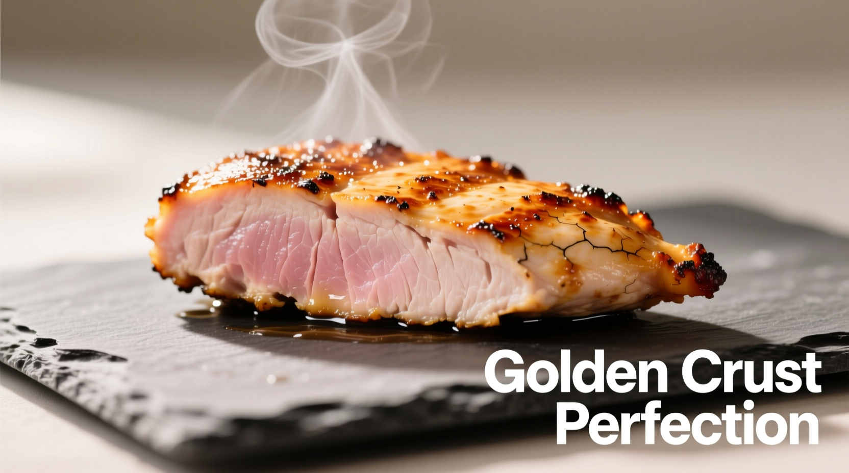 Perfectly seared thin sliced chicken breast with golden crust