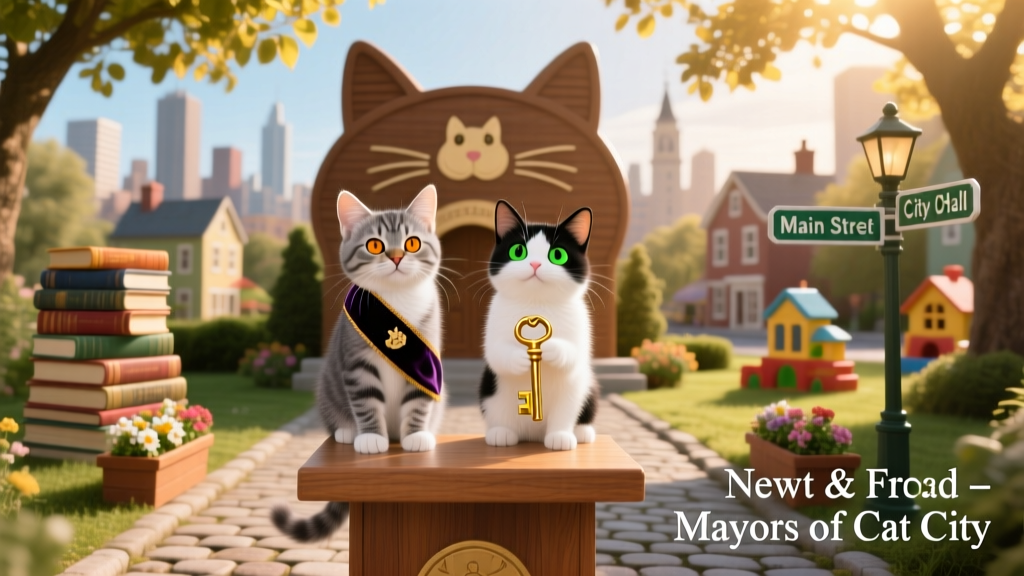 Once Orphaned and Abandoned, Kitties Named Newt and Frog Become Mayors of 'Cat City'