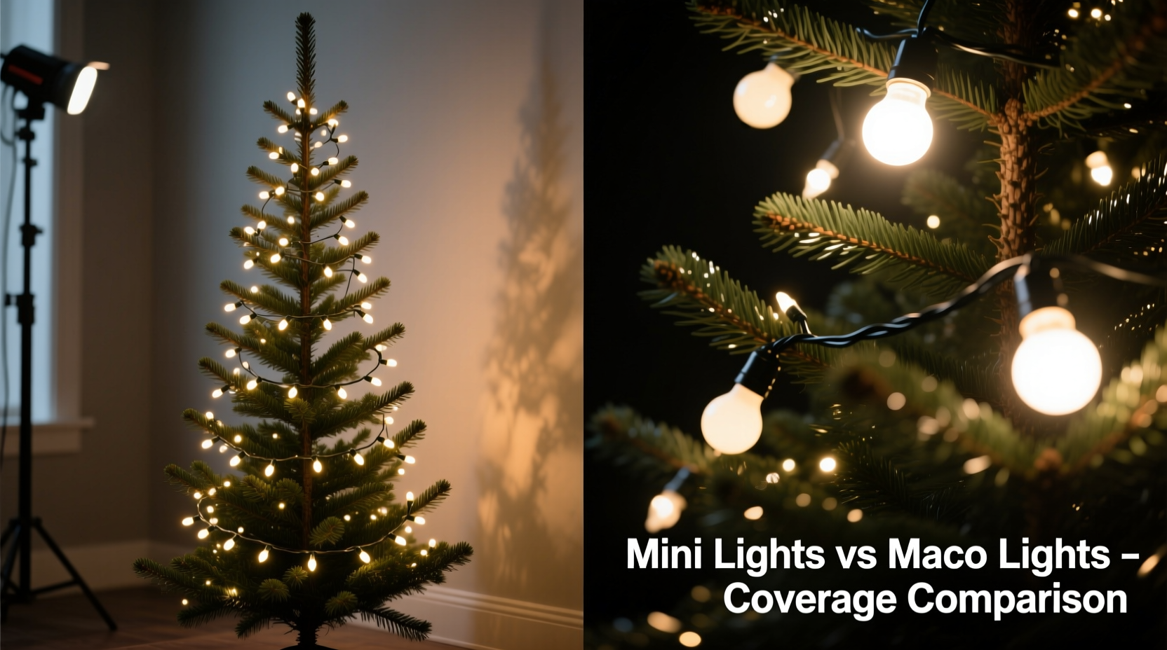 mini lights vs macro lights which gives better coverage on a slim christmas tree