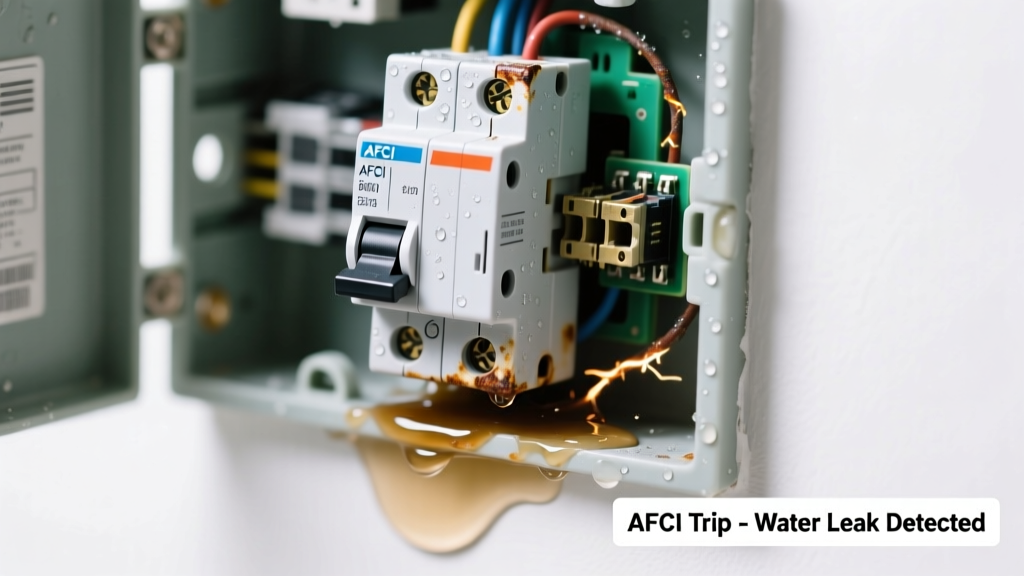 AFCI Breaker Tripping with Water Leak: Quick Diagnosis