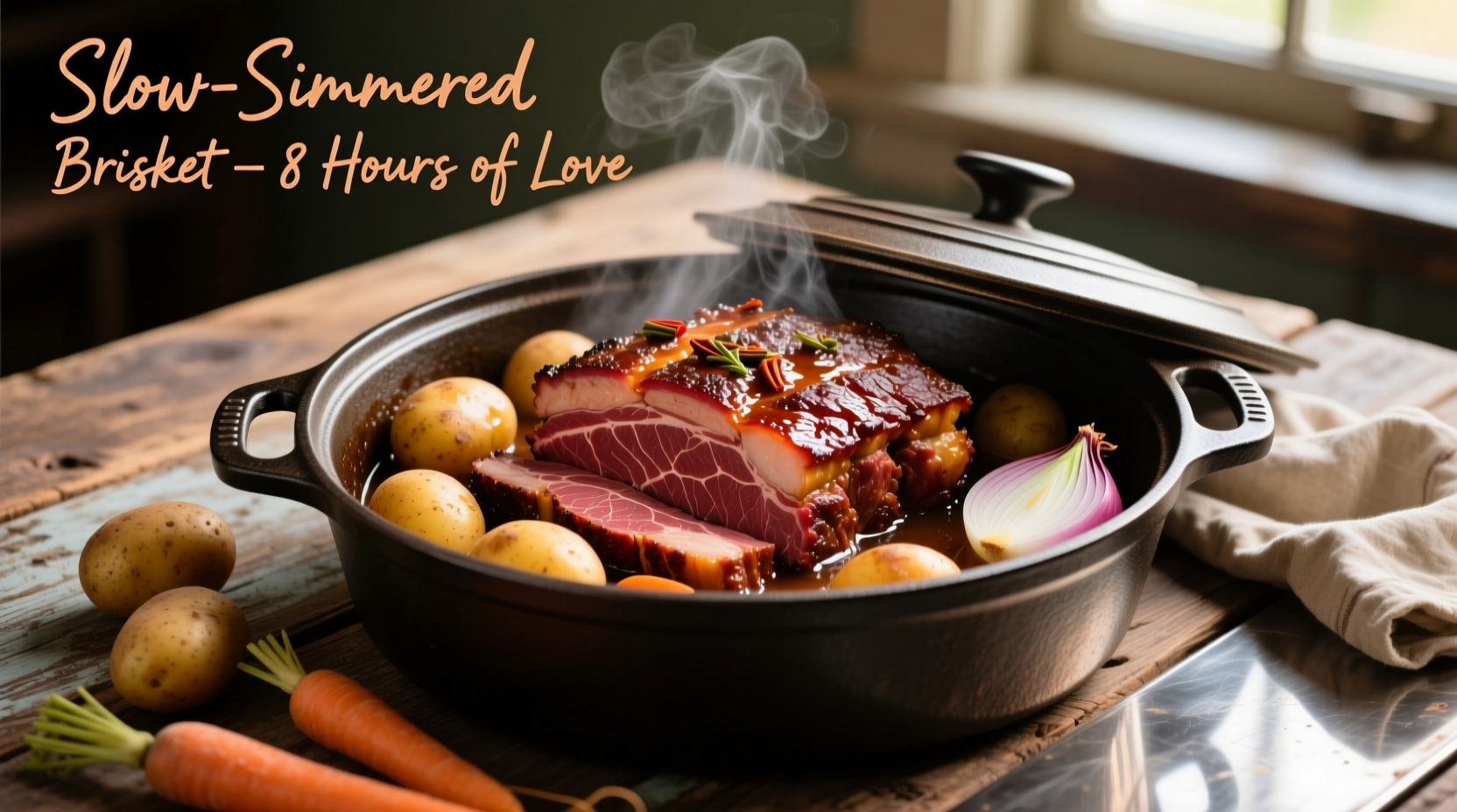 Perfectly cooked corned beef brisket in crock pot with vegetables