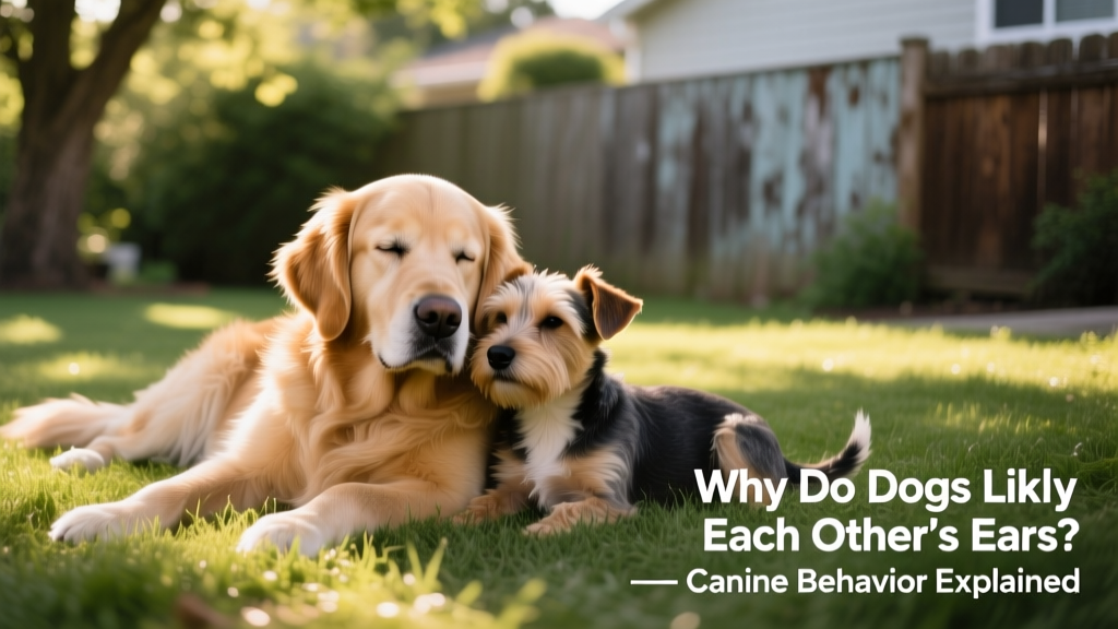 A calm, relaxed pair of dogs resting together—one resting its head gently against the other’s neck, eyes half-closed