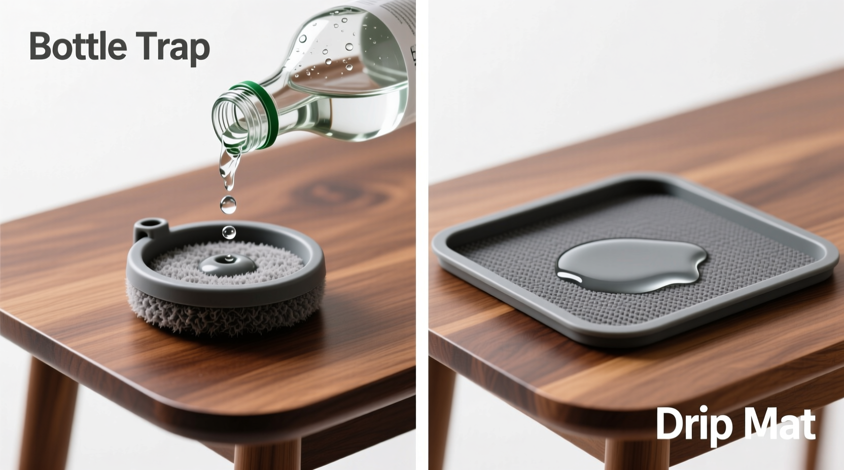 bottle trap vs drip mat which protects wood tables better