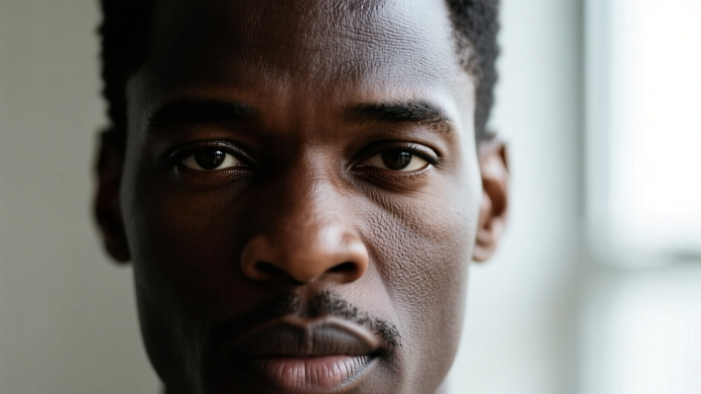 Macro close-up of a Black man