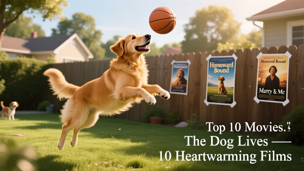 Golden Retriever mid-air, catching a basketball in a sunny backyard