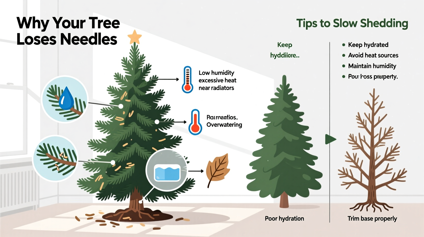 why does my christmas tree shed needles within days and how to slow it