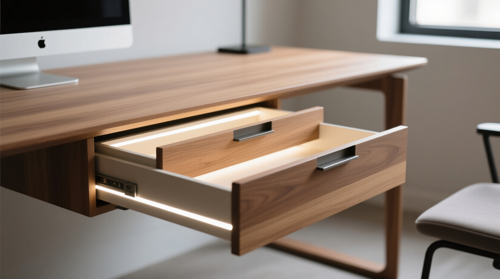 add automatic led lights for desk drawers