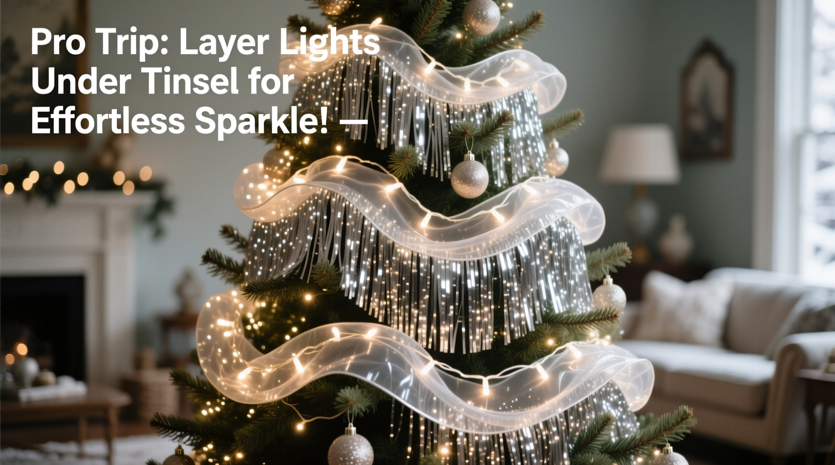 how to layer christmas lights under tinsel for maximum sparkle without mess