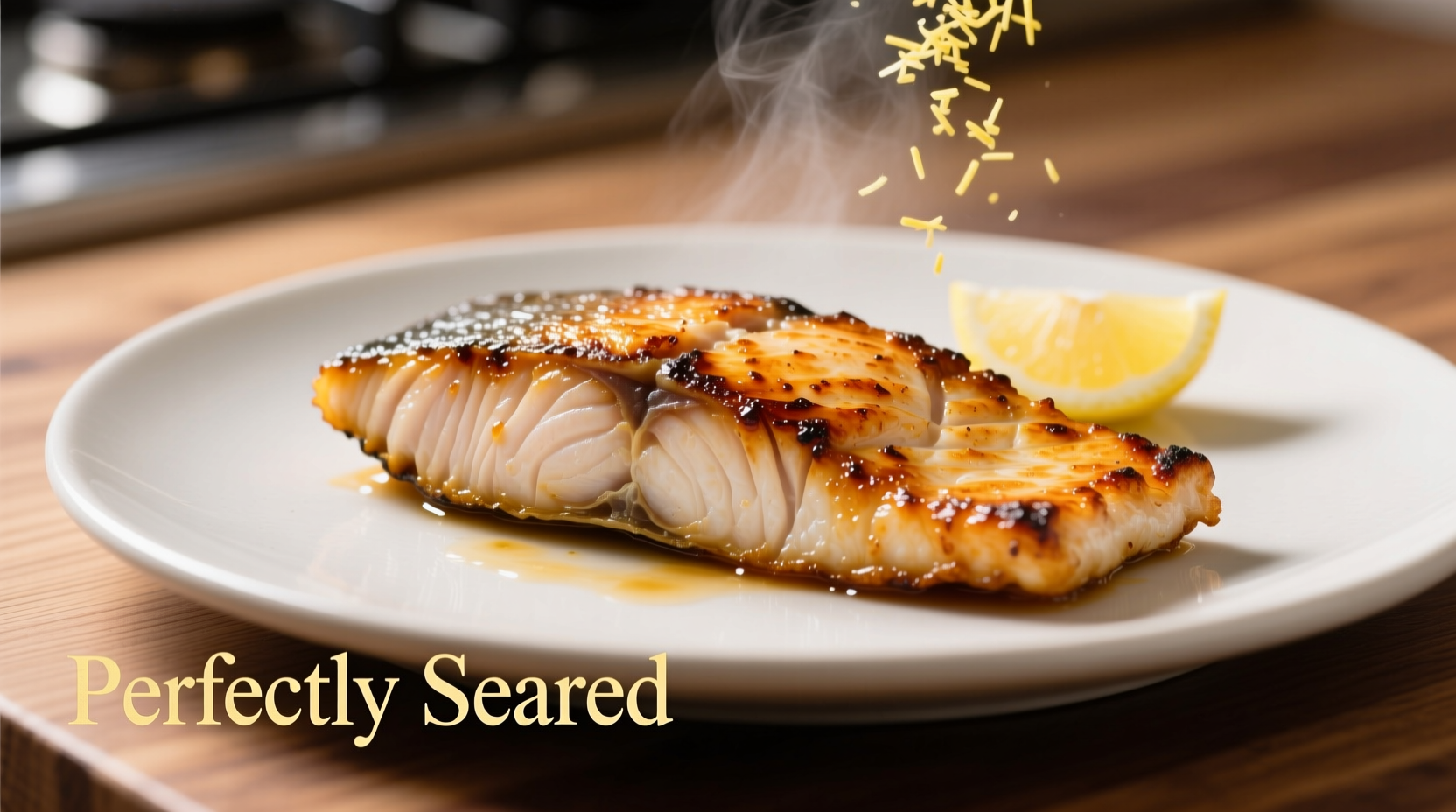 Perfectly seared fish fillet with golden crust
