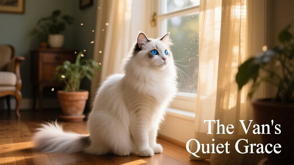 turkish van cat looking out a window