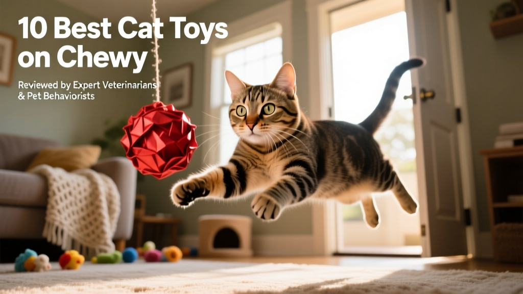 A curious cat pouncing on a crinkle ball mid-air