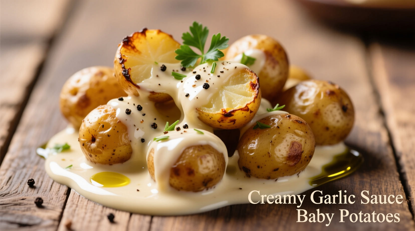 Perfect Creamy Garlic Sauce Baby Potatoes Recipe