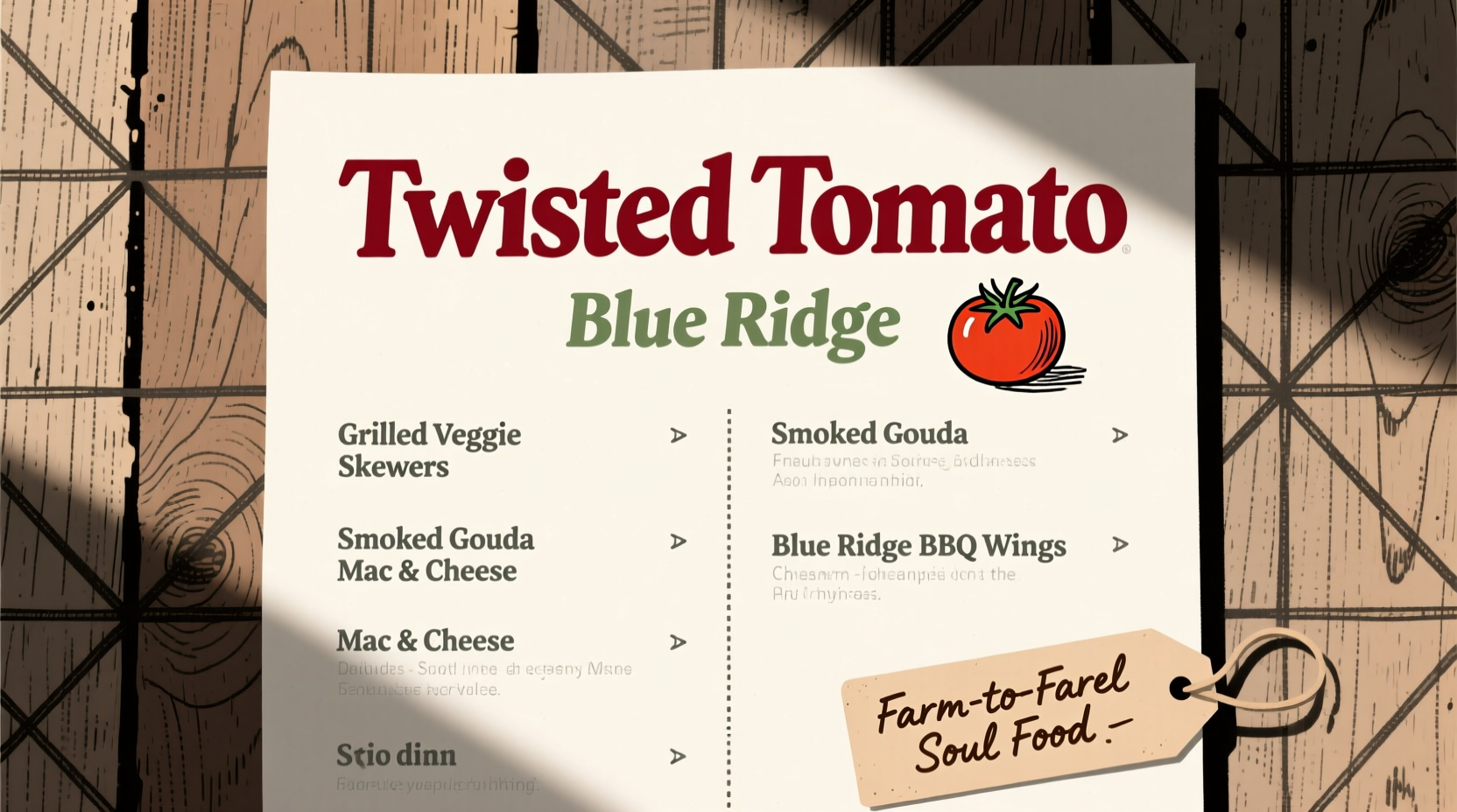 twisted tomato blue ridge menu
