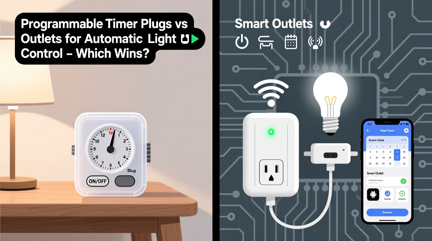 programmable timer plugs vs smart outlets for automatic light control which wins
